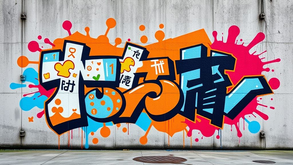 Graffiti Mural Inspired by 2000s Tech, in Street Art Style