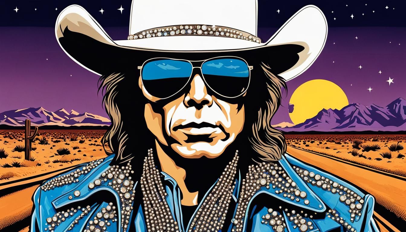 Dwight Yoakam in Pop Art Style on Desolate Highway