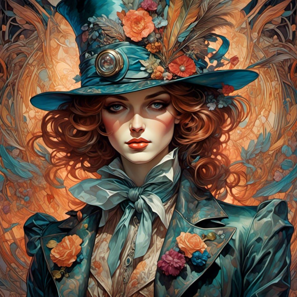 Maximalist Iridescent Hat in Art Deco Style