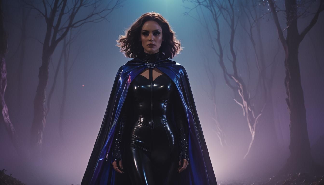 Sci-Fi Queen in Glossy Latex, Cinematic Film Still