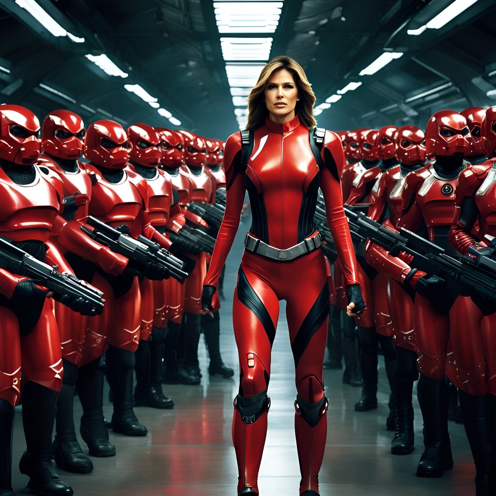 Sci-Fi Battle Scene with Female Leaders