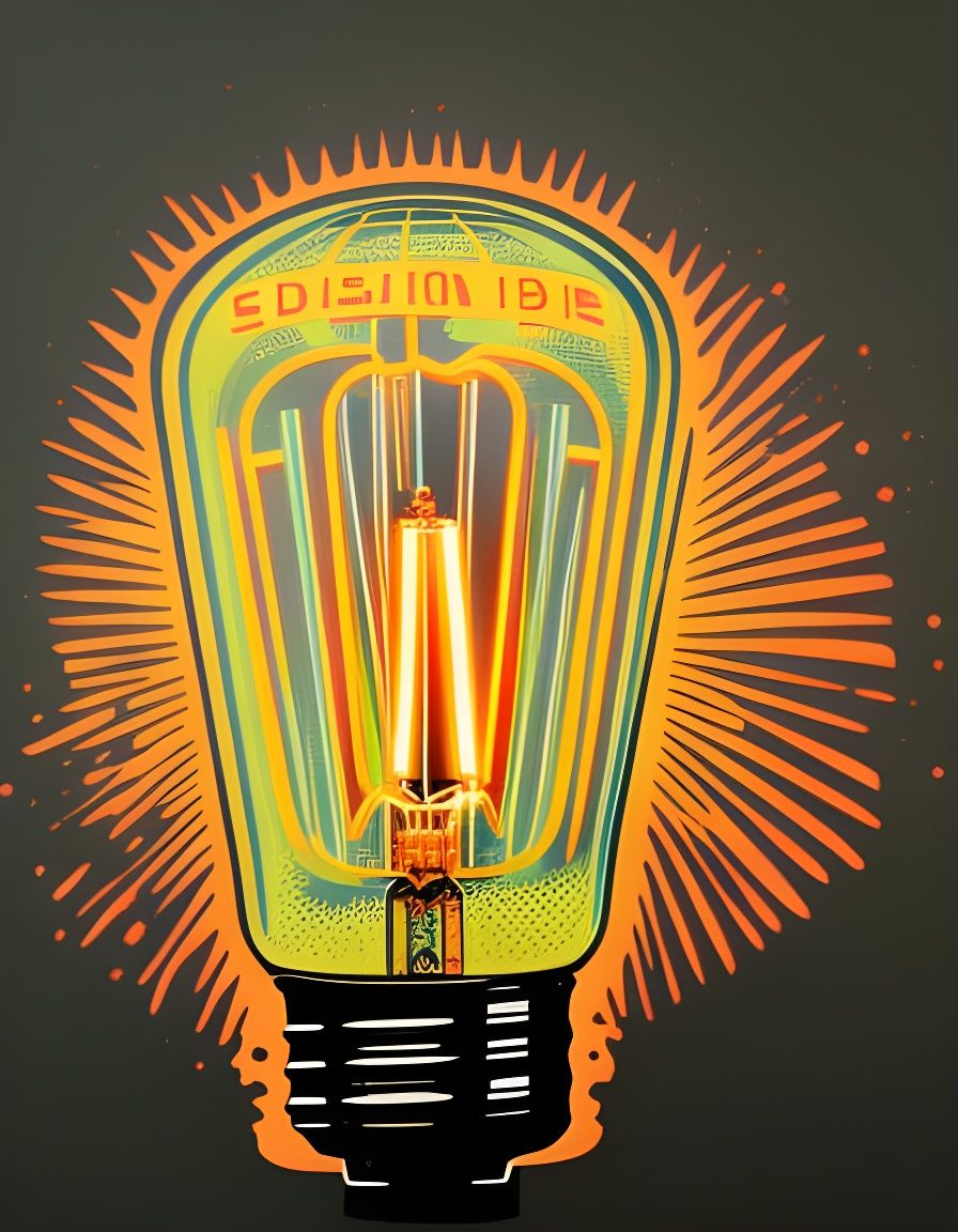Edison Bulb Sticker in Vintage Pop Art Style