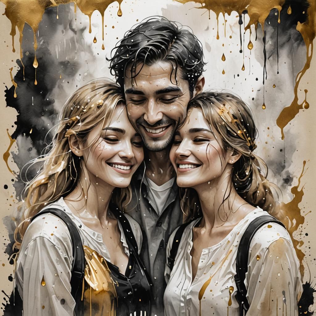 Couple in Tears: Fantasy Art in Oil Painting Style