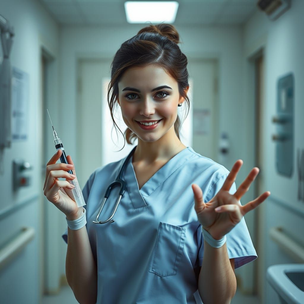 Surrealistic Nurse in Hospital Realism Style