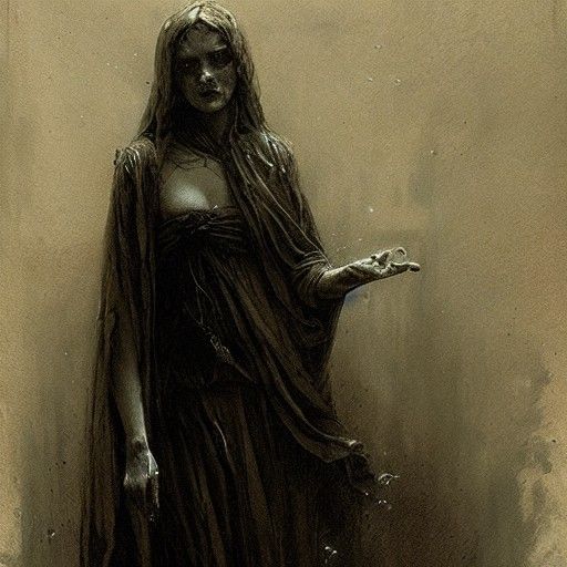 Ethereal Female Ghost in Horror Art Style