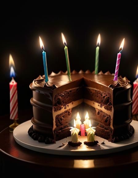 Giant Chocolate Cake Aglow with Countless Candles