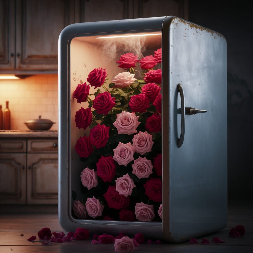 Roses Bloom in Refrigerator: Photo in Classic Style