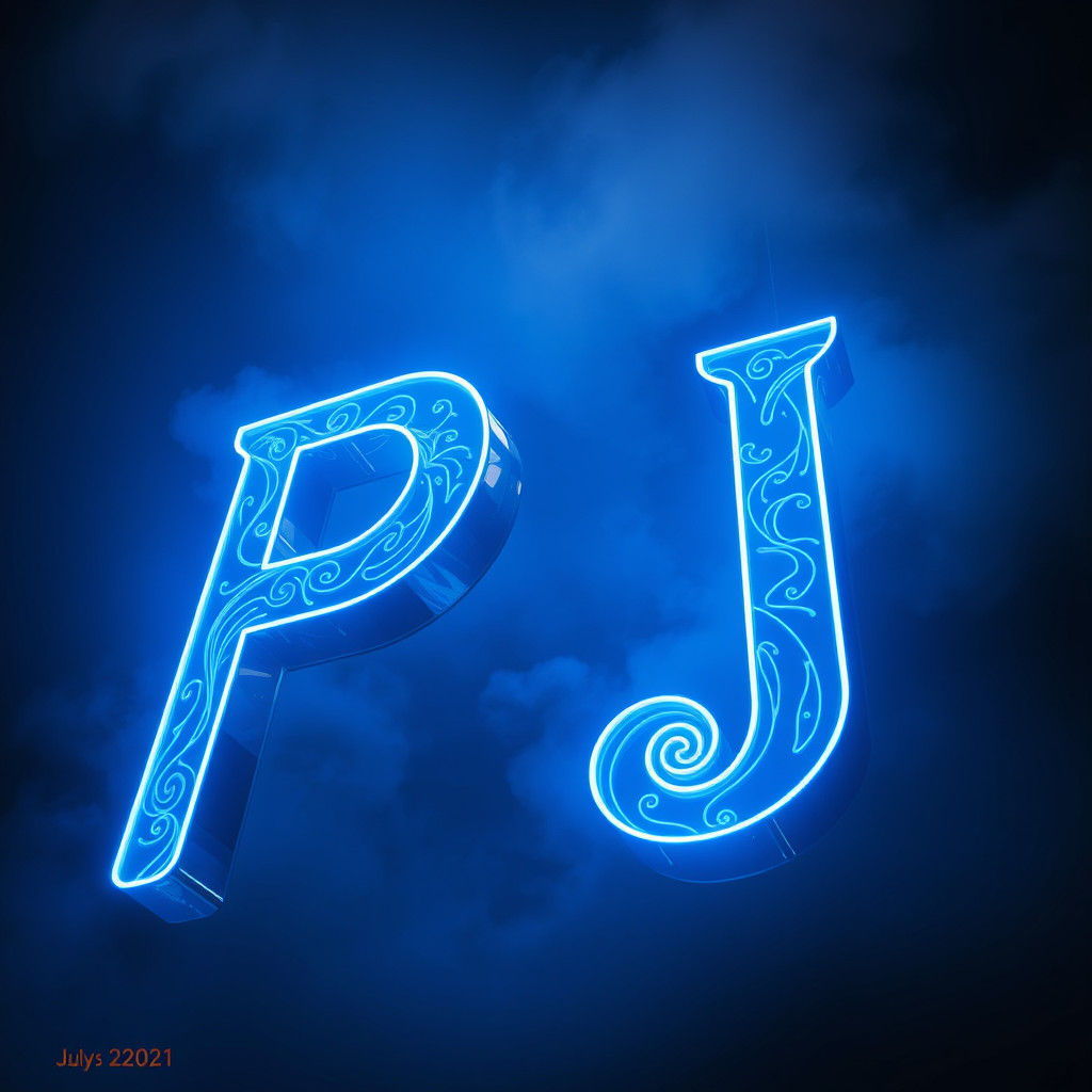 Neon Lit Letters in Futuristic Sci-Fi Style