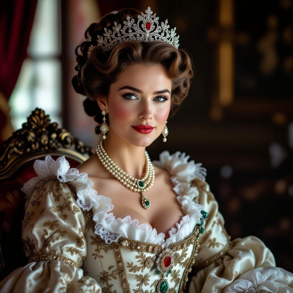 Baroque Princess Royal Portrait with Ornate Gown