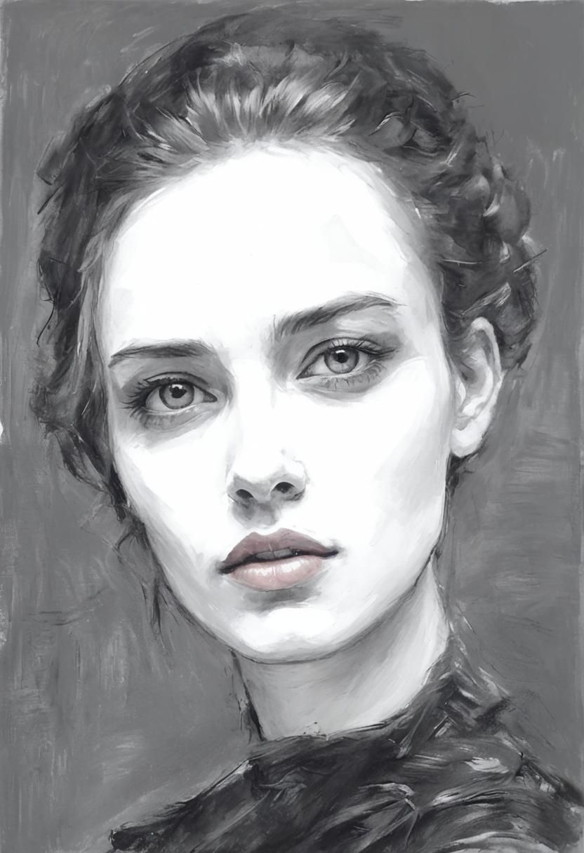 Expressive Charcoal Portrait of a Young Woman