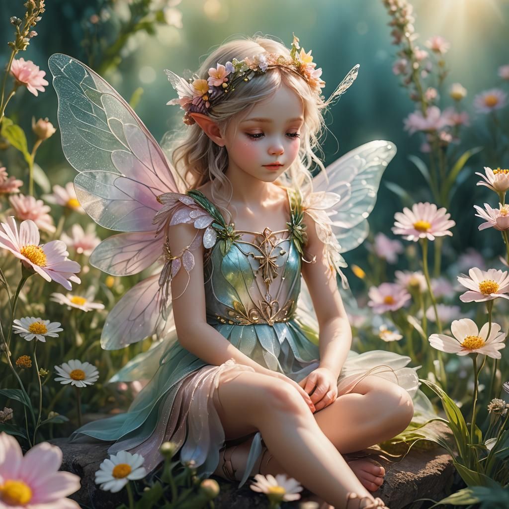 Ethereal Fairy on Flower: Dreamlike Fantasy Art