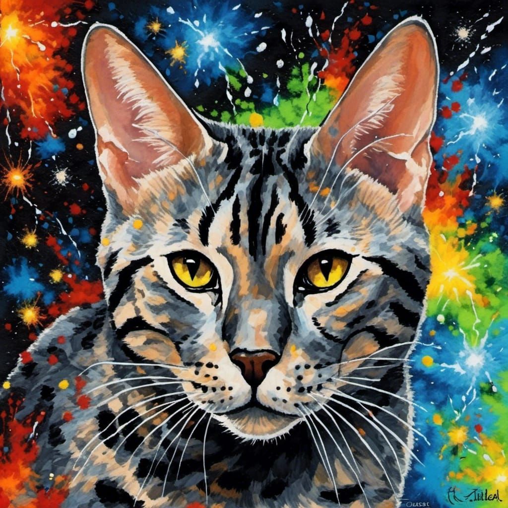 Leo Surrounded by Galaxies: Vibrant Splash Art