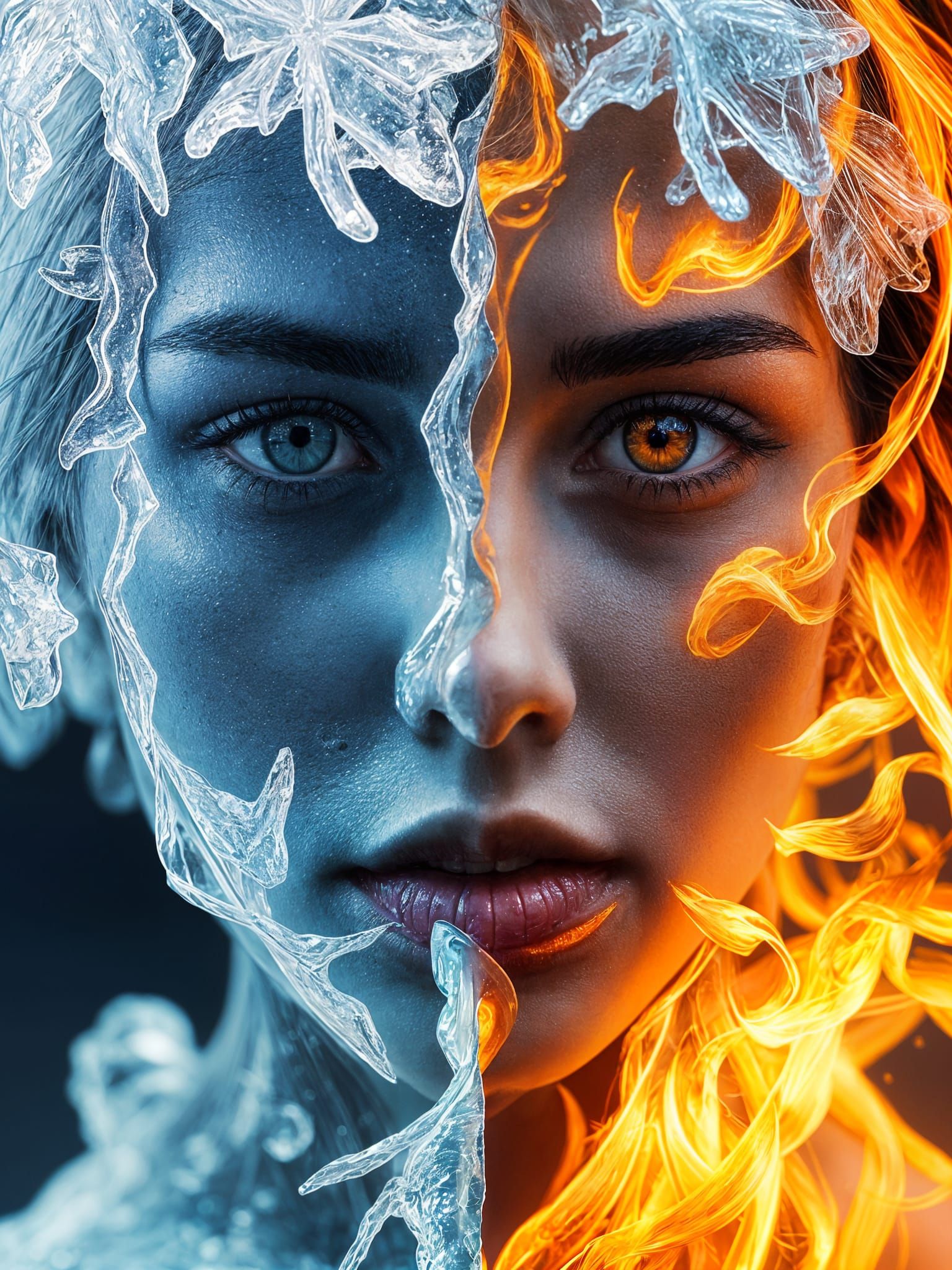 Ice and Fire Face: A Study in Contrasting Moods