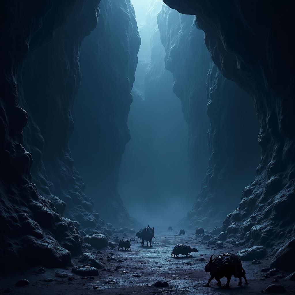 Underdark Chasm with Swarming Rats, Matte Painting