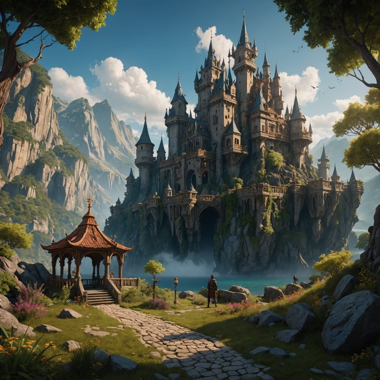 Detailed Matte Painting of a Fat Man