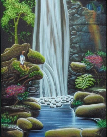 Intricately Detailed Waterfall Scene