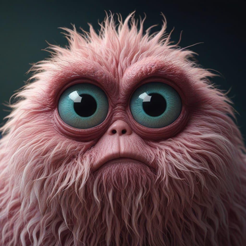 Cyclops Creature in Pastel Blue, with Pink Antennae and Surp...