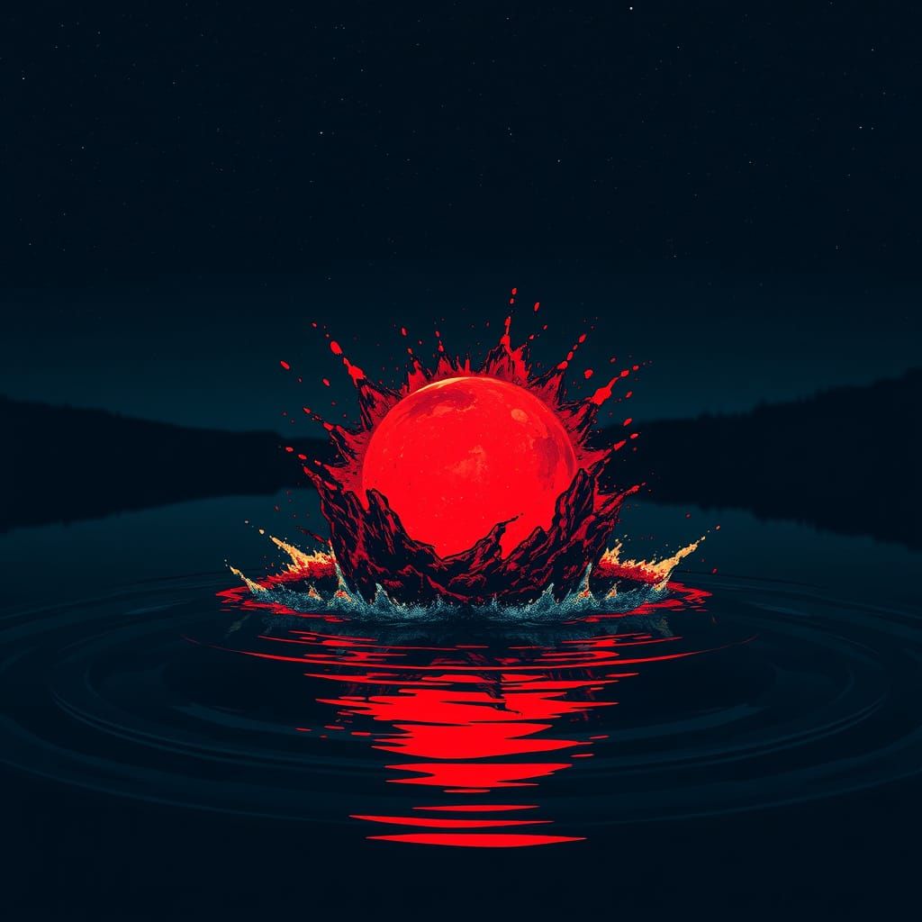 Fiery Asteroid Impact in Pop Art Style