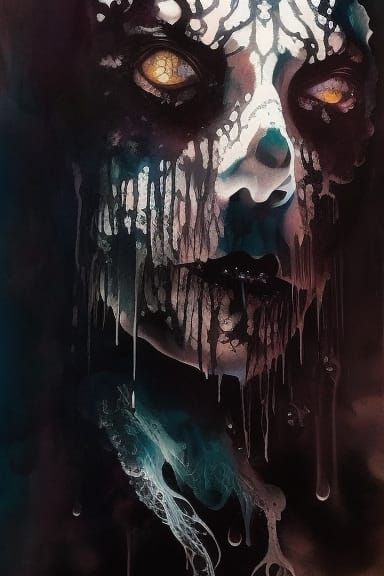 Eerie Wight Portrait in Hyperdetailed Gouache Style