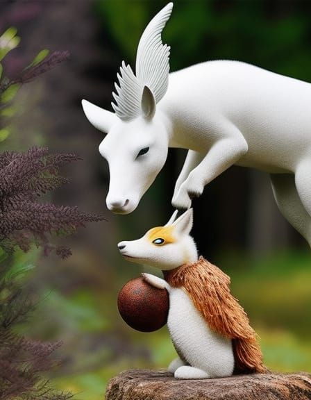 Mysterious Mythical Creature Sculptures in Realistic Photo