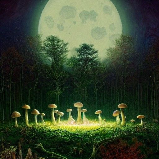 Moonlit Fairy Ring: A Romantic Digital Illustration