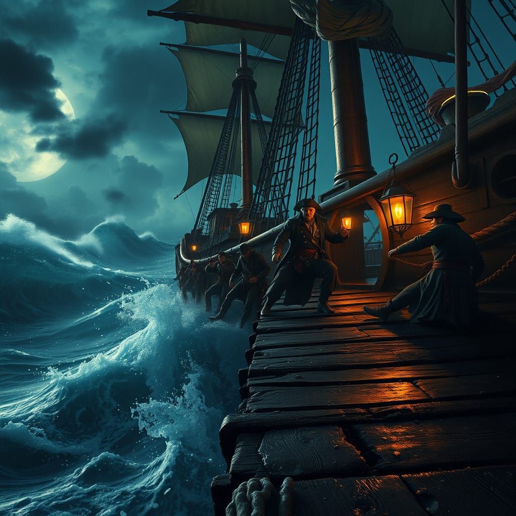 Pirates Force Prisoners to Leap Off Ship's Plank into Turbul...