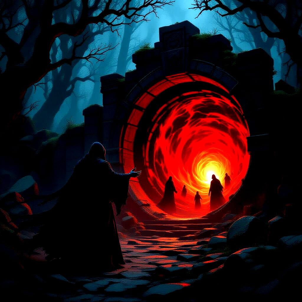 Dark Warlock Opens Portal to Sinister Realm