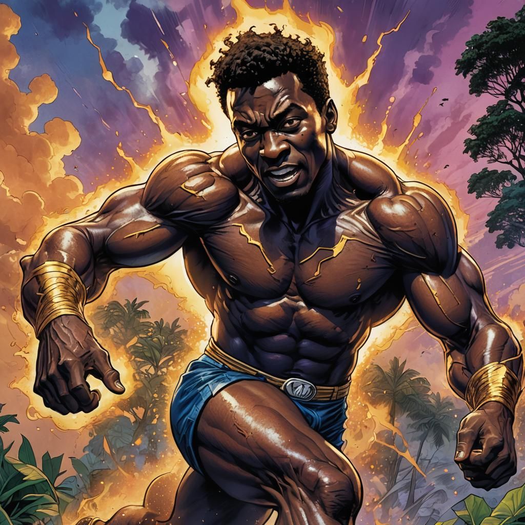 Brazilian Superhero Pele Azul in Comic Book Art