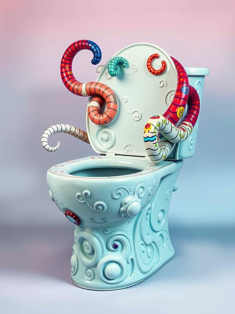Surrealist Toilet Art Inspired by Miró and Dalí