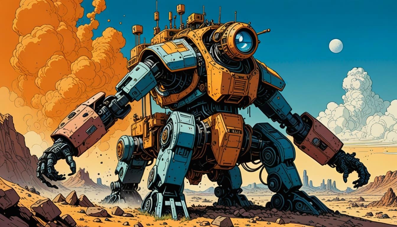 Vibrant Moebius-Style Centauri Centaur in Ultra-Detailed Ink...