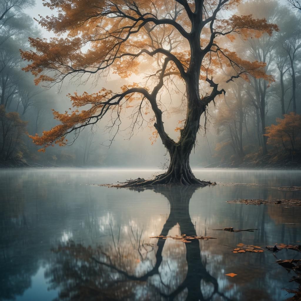 Mystical Tree by Lake: Fantasy Concept Art