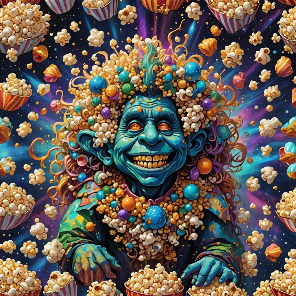 Popcorn Troll in Cosmic Astral Illustration