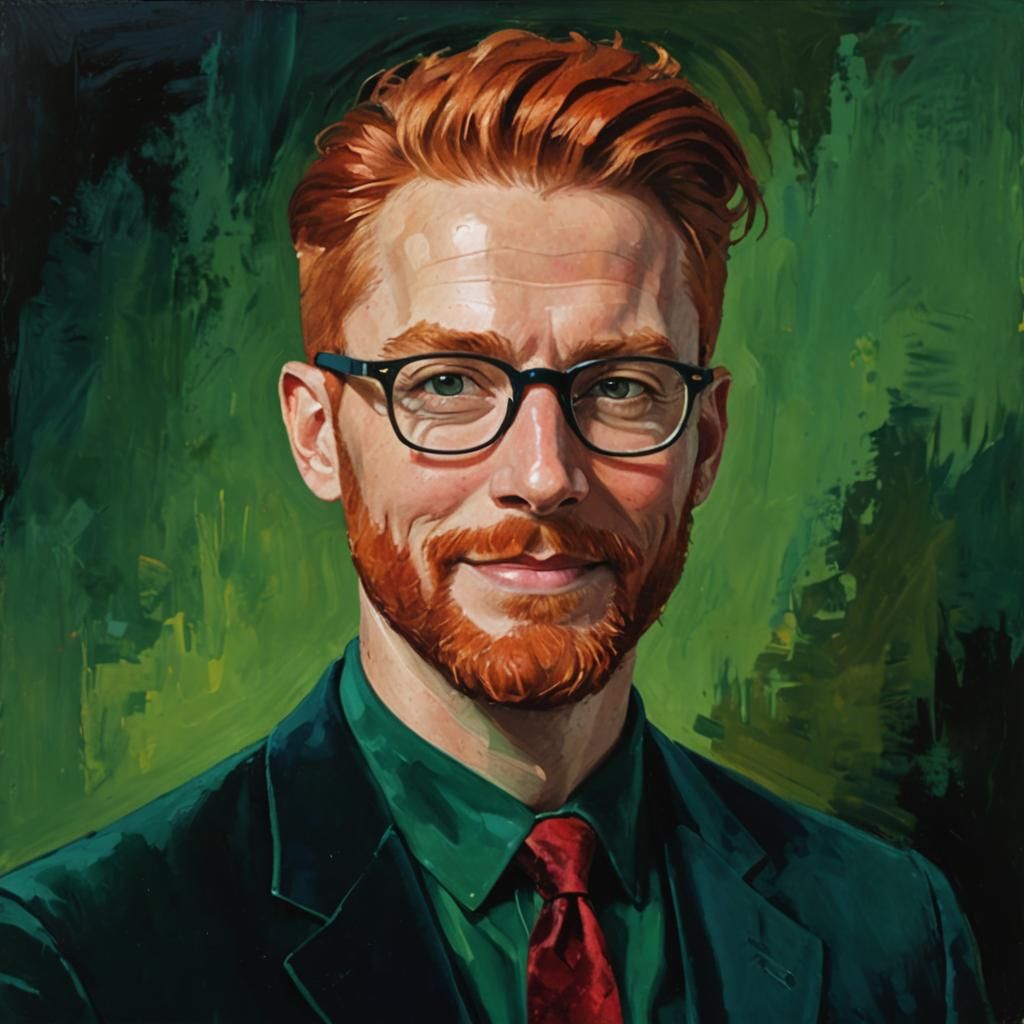Neo-Expressionist Portrait of a Smiling Ginger Gentleman