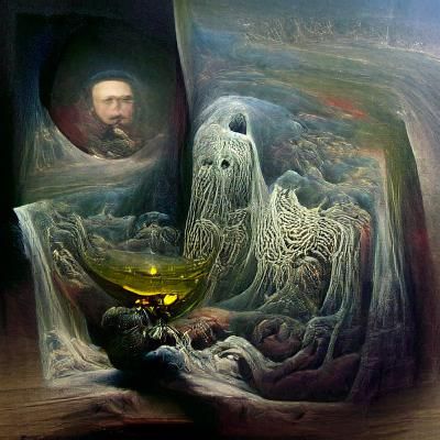 Psychedelic Galaxy Calligraphy in Dark Fantasy Style