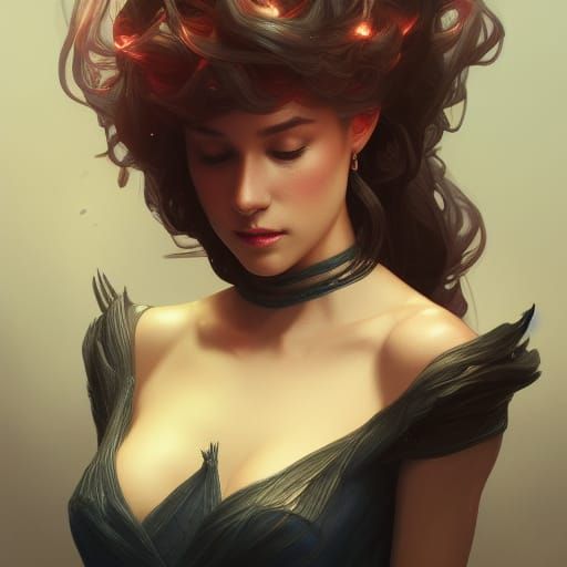 Fantasy Character Portrait in Art Nouveau Style