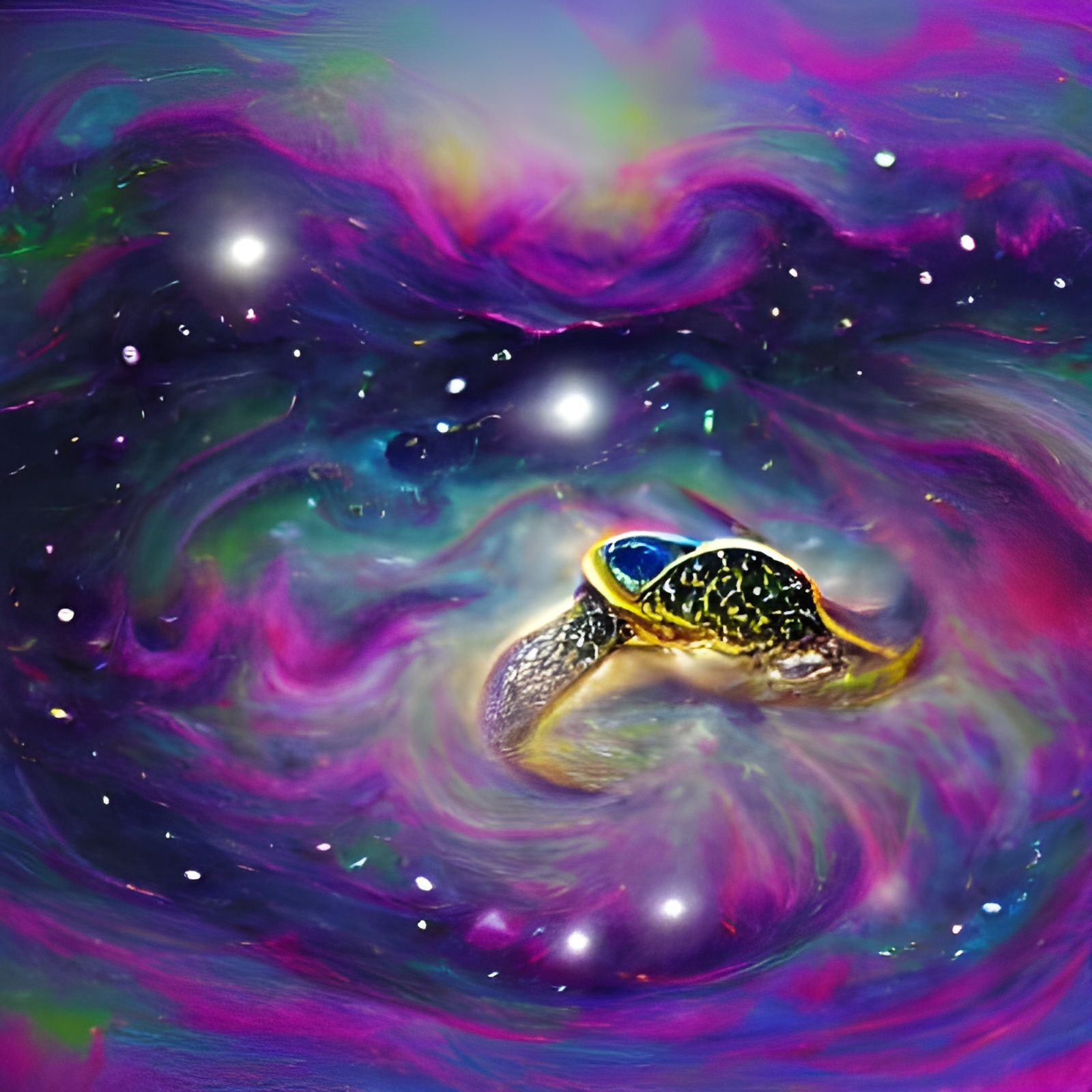 Cosmic Turtle Floating Through Space