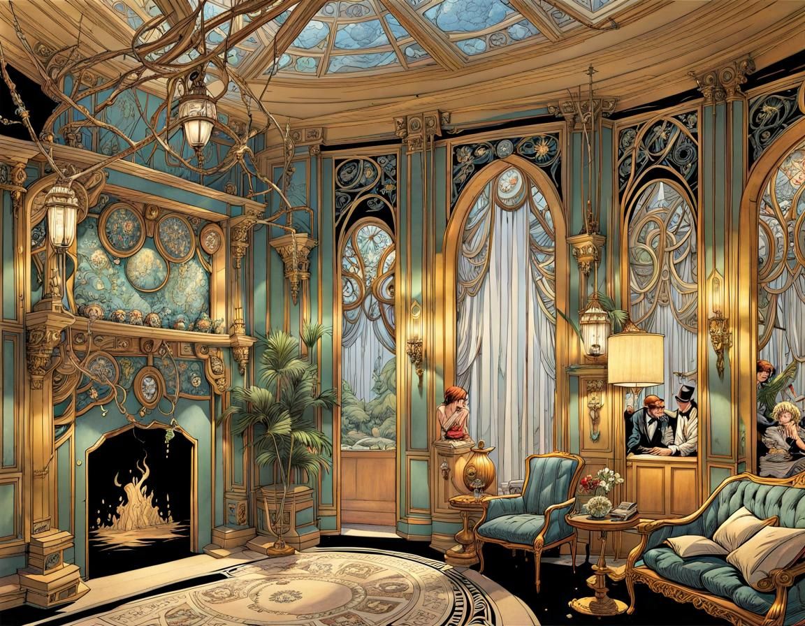 Art Nouveau Comic Book Page: Mnemnosyne Terrace