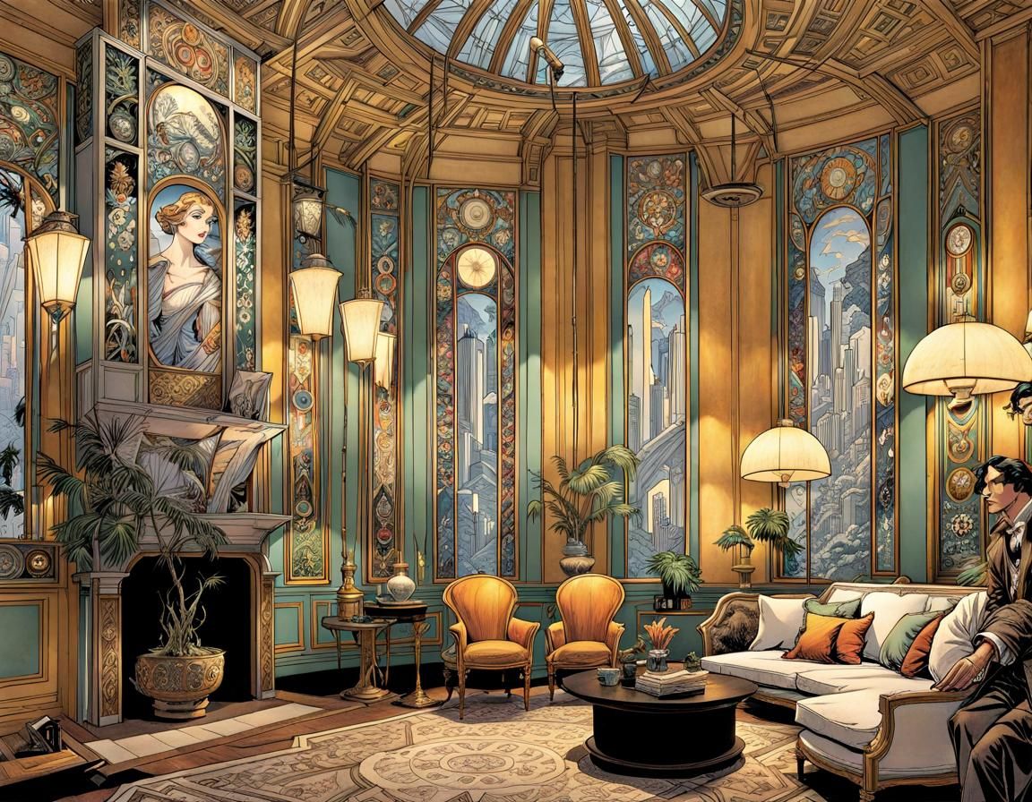 Comic Book Pages in Art Nouveau Style