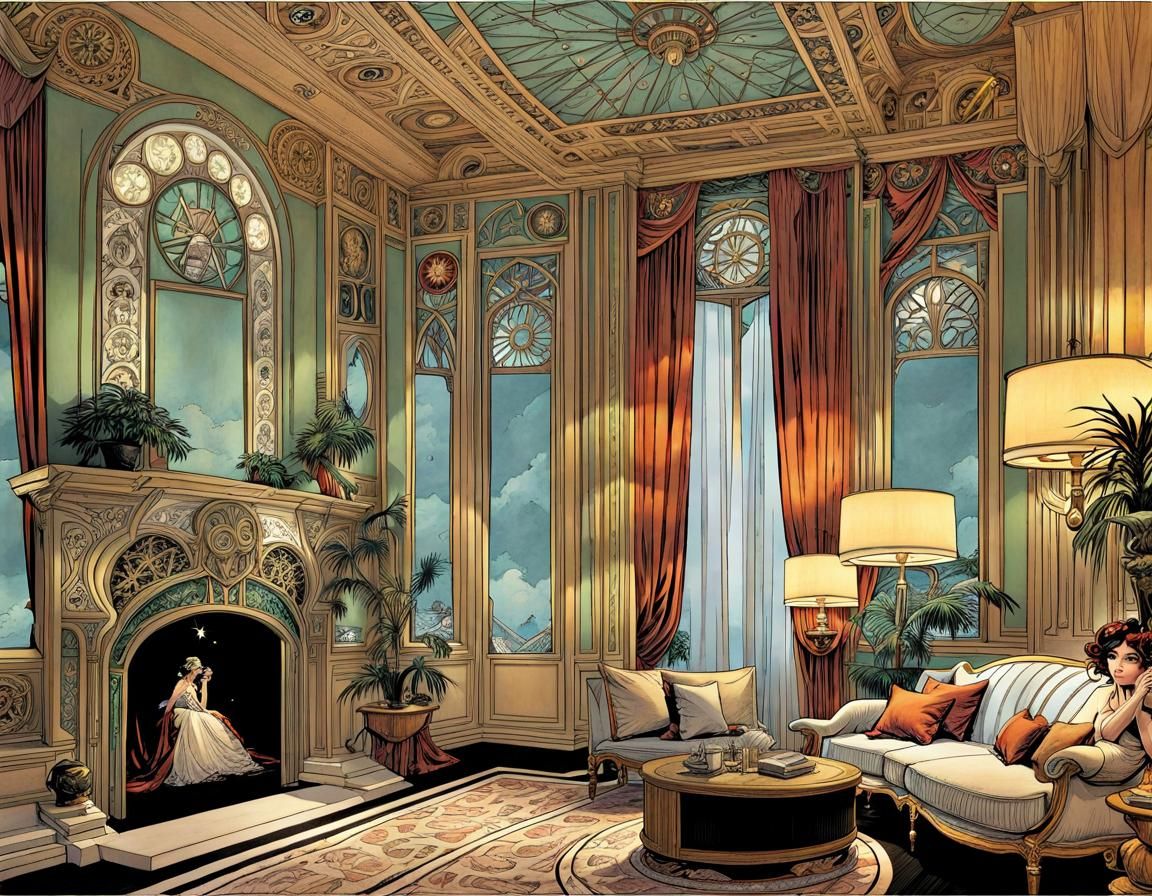 Art Nouveau Comic Book Panels Inspired by Clue