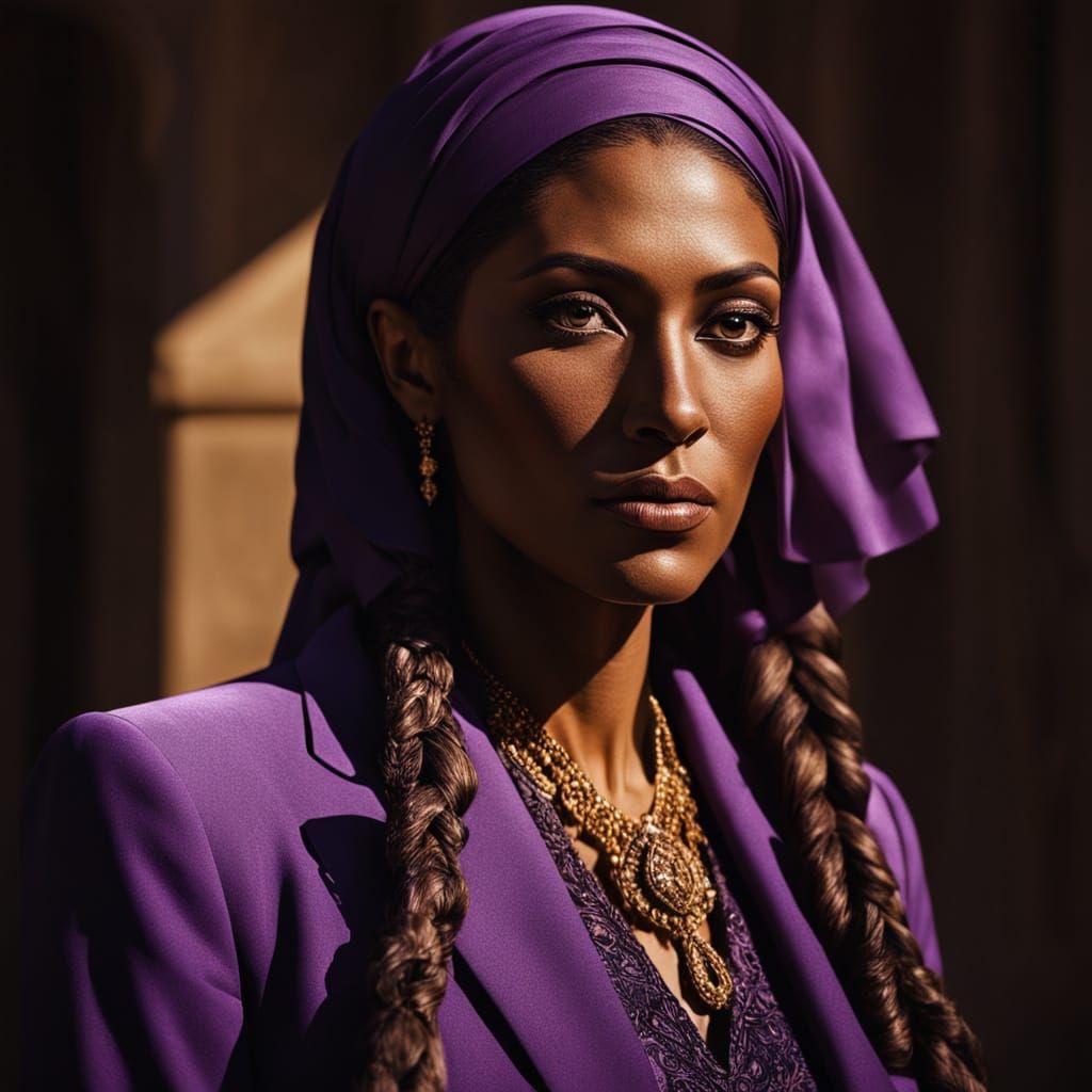 Pregnant Woman in Purple Suit: Renaissance Portrait