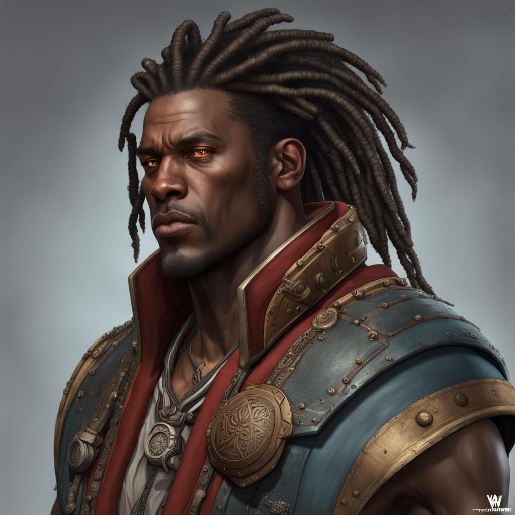 Afro-American Rogue Trader Portrait in Warhammer 40k