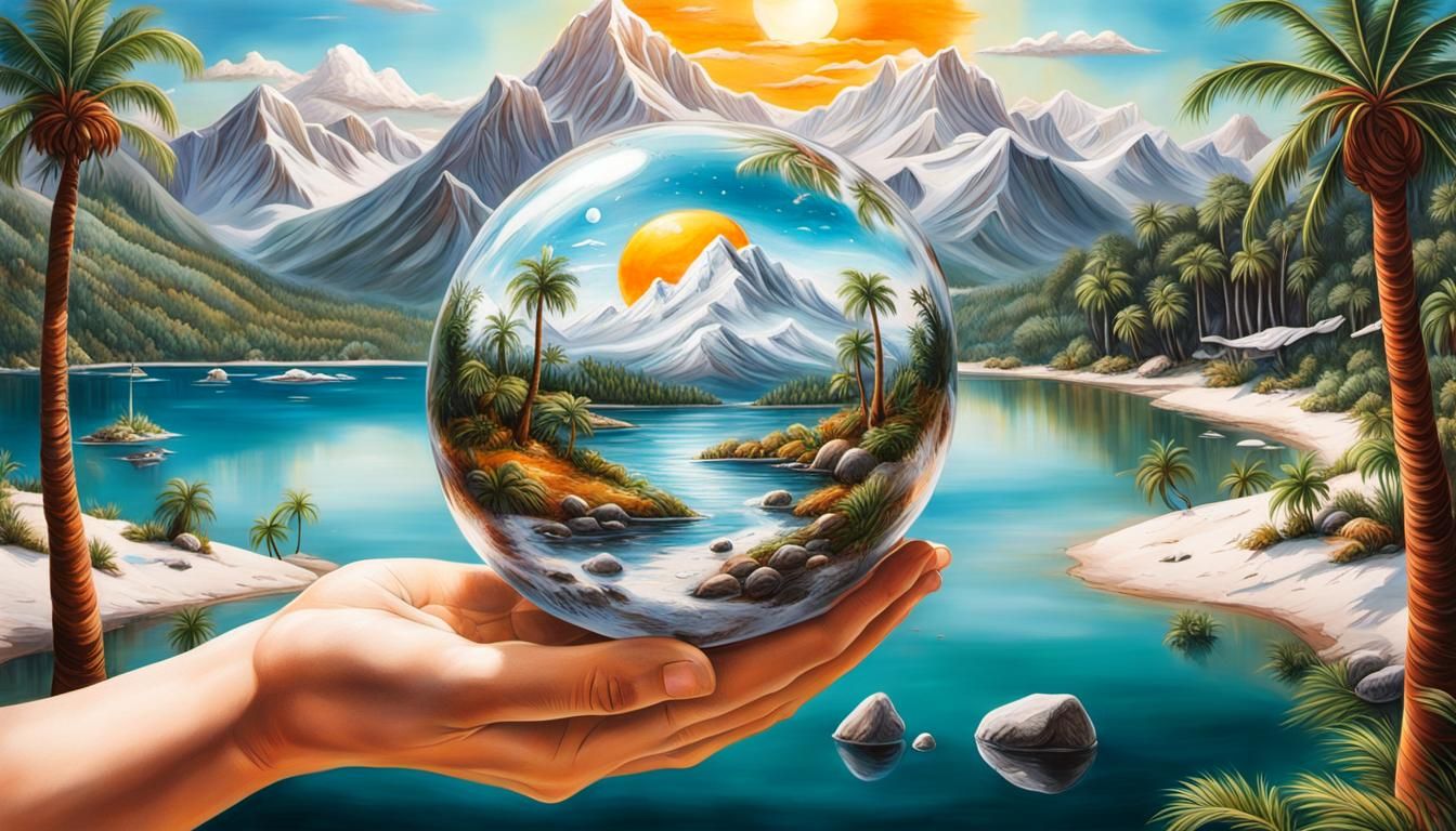Glass Ball Landscape: Hyperrealistic Graffiti Art