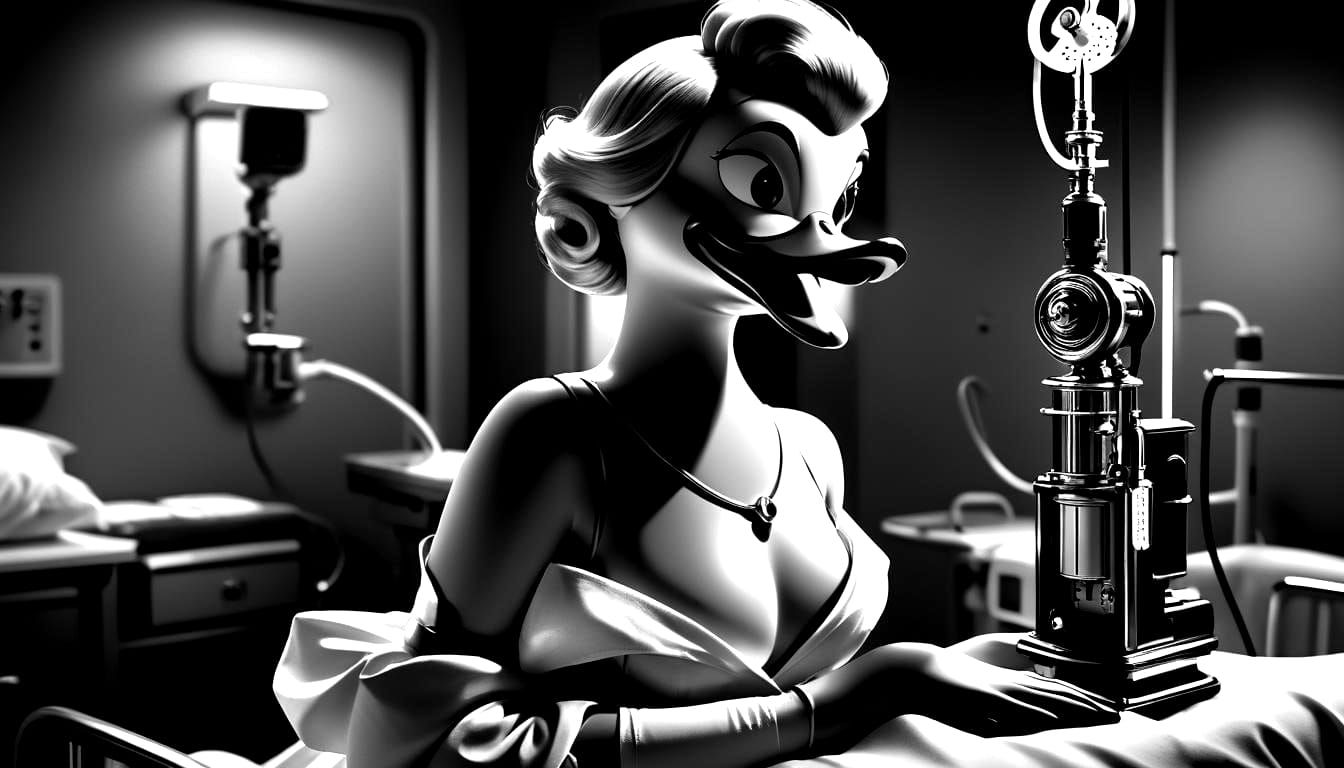 Della Duck as Femme Fatale in Film Noir Style