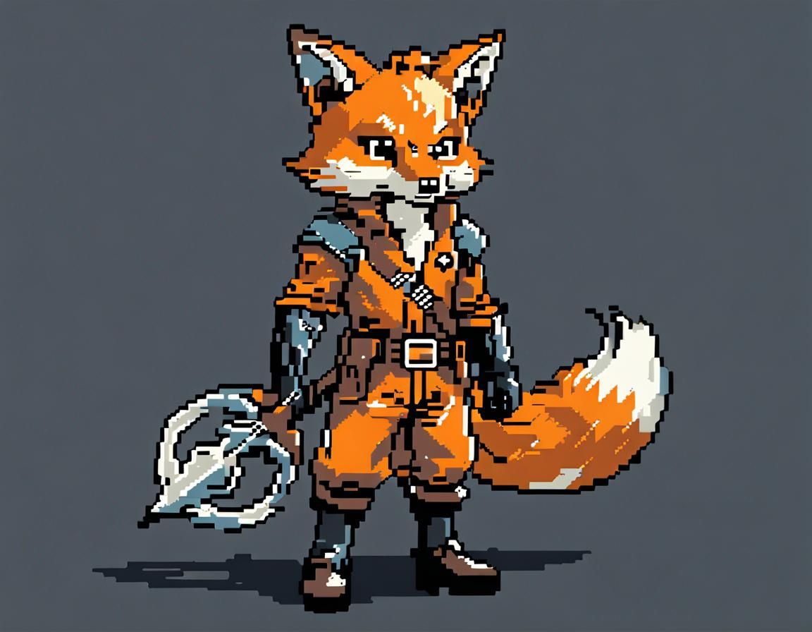 Foxy 1980s Pixel Art RPG Character