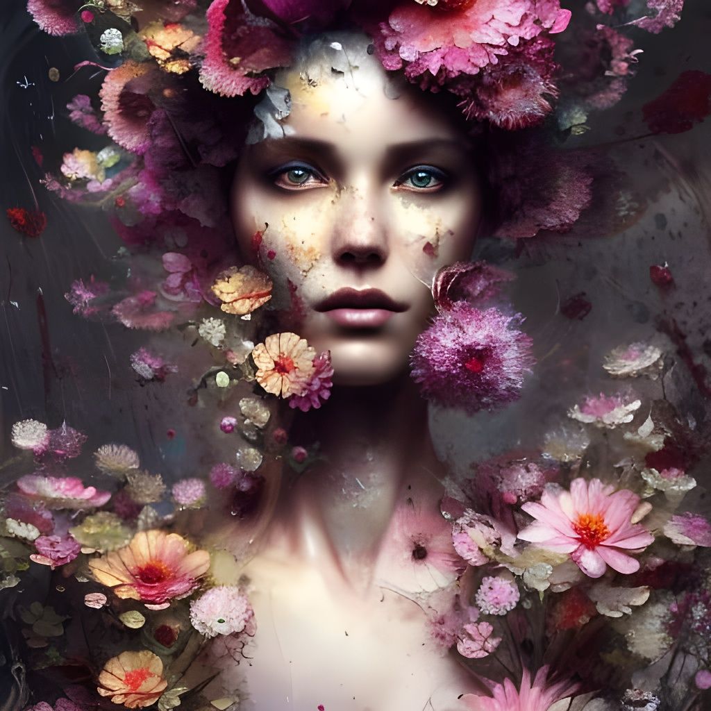 Floral Woman: Intricate Digital Painting