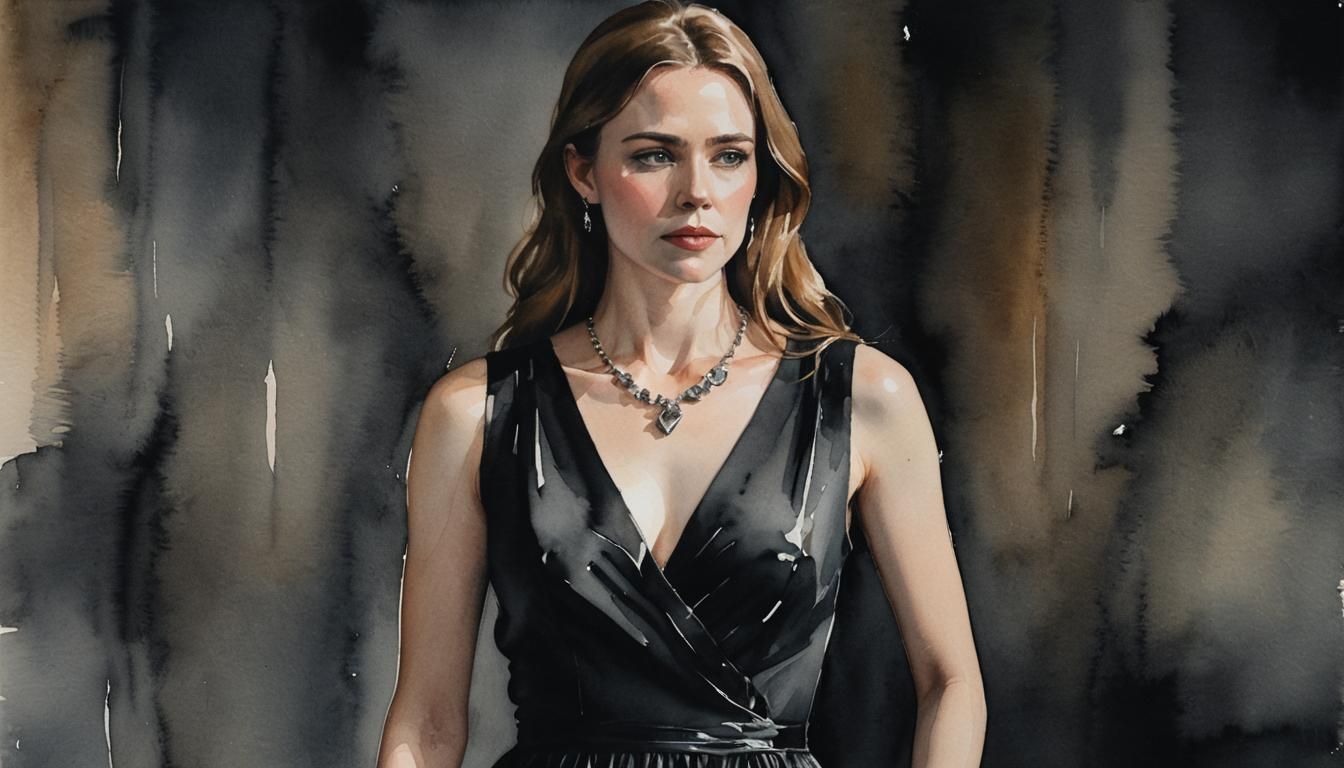 Irish Lady in Black Dress: Precisionism Watercolor