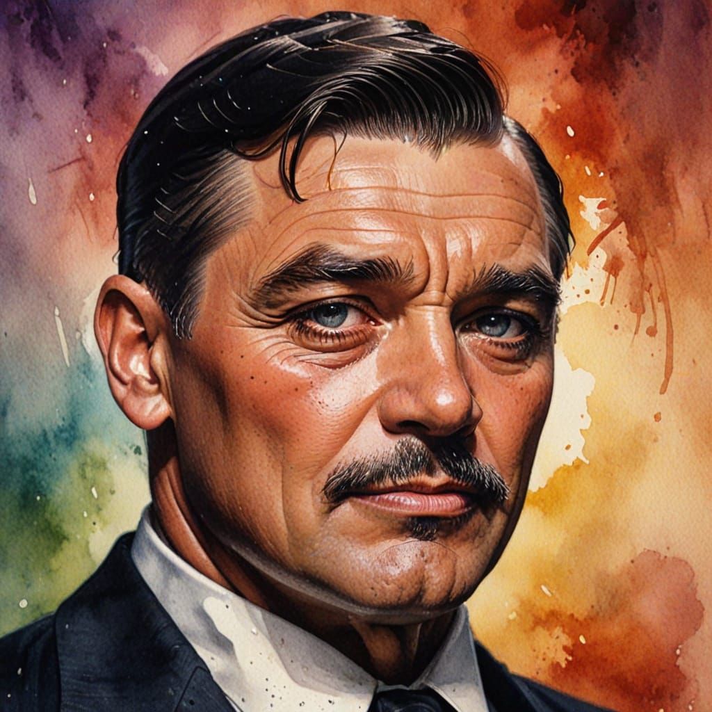 Hyperrealistic Watercolor Portrait of a Hollywood Legend