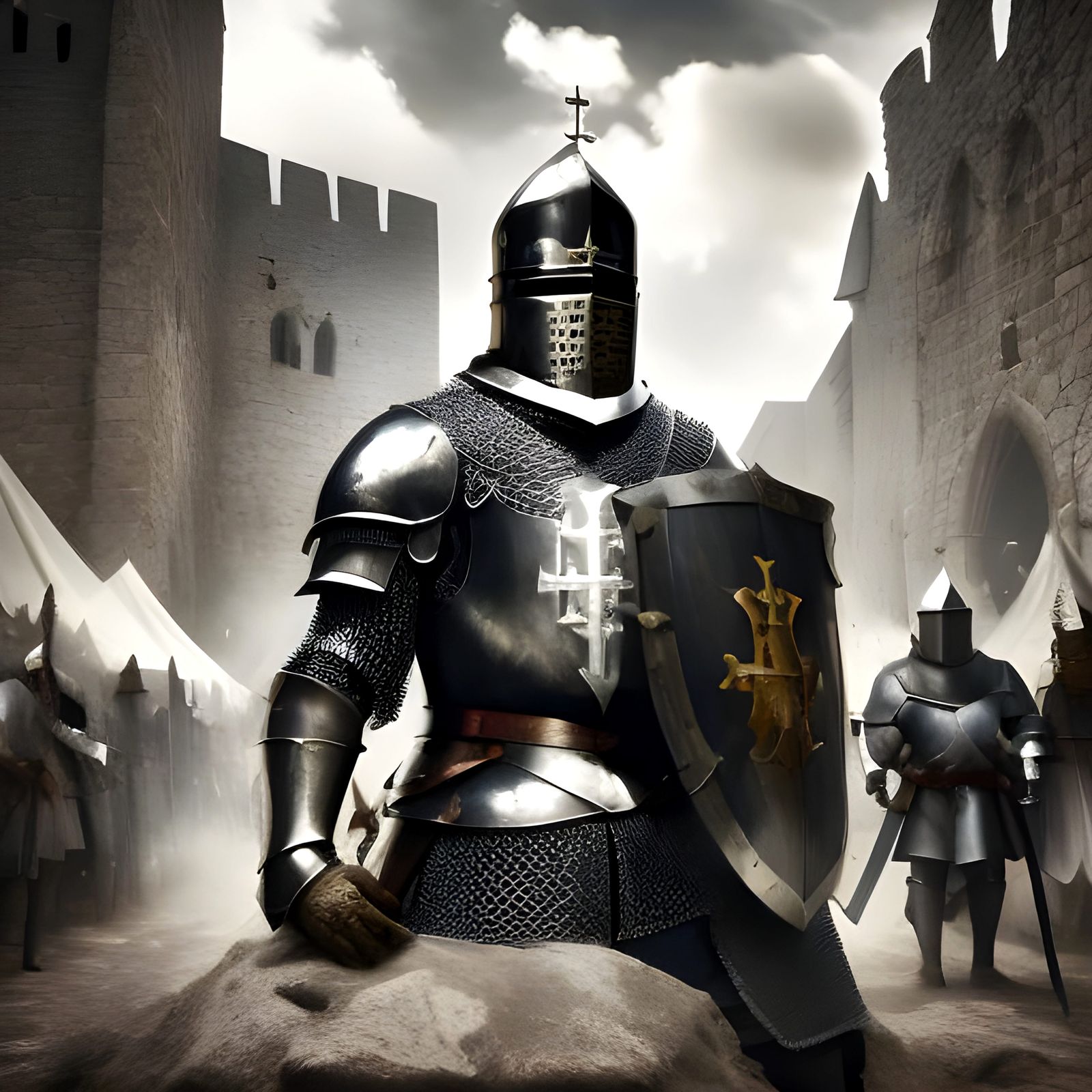 Knight Paladin Ready for Battle in Ornate Armor