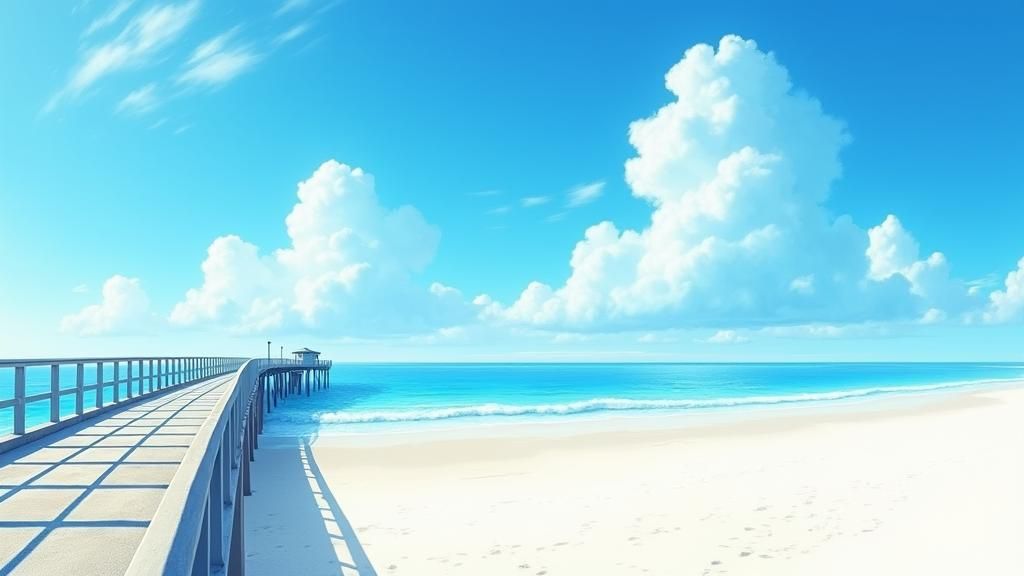 Sunny Beach Pier: High-Resolution Abstract Seascape