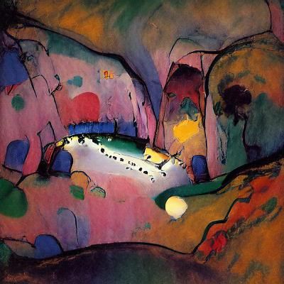 Abstract Cave Painting in Kandinsky Style